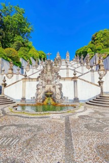 Monumental baroque stairway leading Bom Jesus do Monte church, Braga, Minho Province, Portugal,