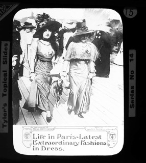 Life in Paris. The latest extraordinary dress fashions. Walter Tyler Ltd. magic lantern slide