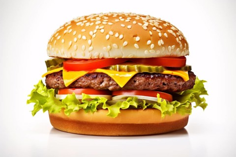 Cheeseburger on white background. KI generiert, generiert, AI generated