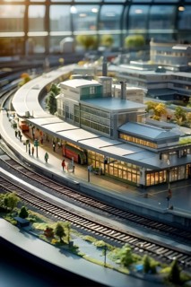 Scale model of a railway station, AI generated
