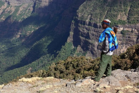 In the highlands of Abyssinia, in the Semien Mountains, landscape in the Semien Mountains National