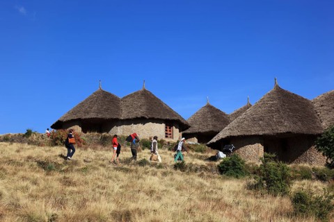 In the highlands of Abyssinia, in the Semien Mountains, landscape in Semien Mountains National