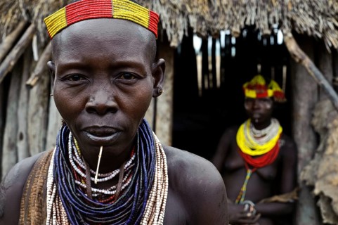 Portrait of women from the Karo tribe, Omo valley, Ethiopia, Africa