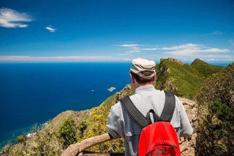 Panorama of Cabezo del Tejo, coast near Taganana, Anaga Mountains, Anaga, Tenerife, Northeast,