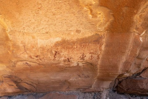 Depictions of people on a rock slab, petroglyphs, Twyfelfontein, Kunene, Namibia, Africa