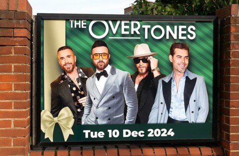 Poster advertising The Overtones tour event performance 10 December 2024, Ipswich, Suffolk,
