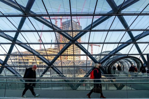 Shell of the Elbtower construction project, the architectural completion of Hafencity Hamburg, in