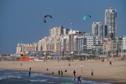 View of the skyline of Scheveningen, which belongs to the city of The Hague and is the largest