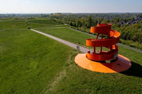Sculpture Haldenzeichen, observation tower, Halde Franz, part of the Lippepark in Hamm, 5 slag