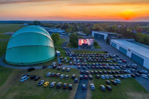 Drive-in cinema at Essen/Mülheim Airport Motor Movies, temporary film screening, at the WDL airship