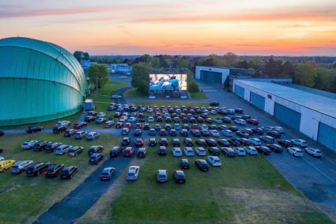 Drive-in cinema at Essen/Mülheim Airport Motor Movies, temporary film screening, at the WDL airship