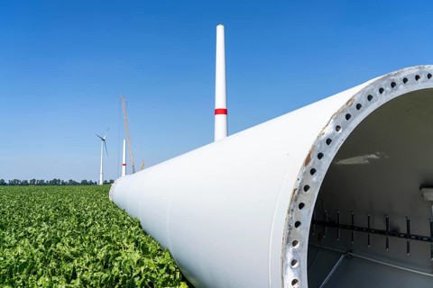 Repowering, dismantled Enercon E-58 wind turbine in a wind farm near Issum, 9 older wind turbines