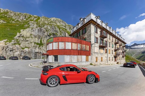 Hotel Belvédère on the Furka, the most famous pass hotel in the world. The building is closed and
