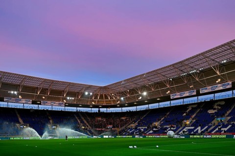 Interior, overview, evening atmosphere, blue hour, PreZero Arena, Sinsheim, Baden-Württemberg,