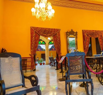 Interior of Spanish colonial house from 19th century, Centro Cultural Casa Numero 6, Campeche city,