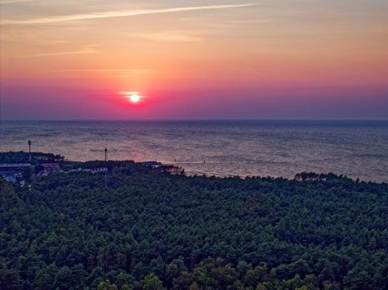 Sunset over the Baltic Sea at the Slowinski National Park, Slowinski Park Narodowy, in northern