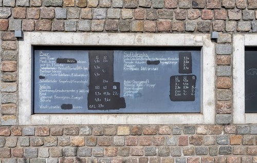 Price list for food and drinks in a garden restaurant, Berlin, Germany, Europe