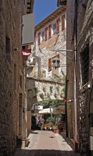 Street in the historic centre of Assisi, Umbria, Italy, Europe
