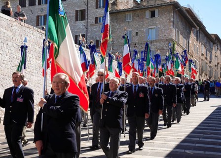 Pilgrimage procession of the fire brigade in Assisi, Umbria, Italy (for editorial use only)
