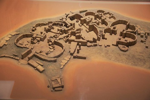 Tarxien temple model in National Museum of Archaeology, Valletta, Malta, Europe