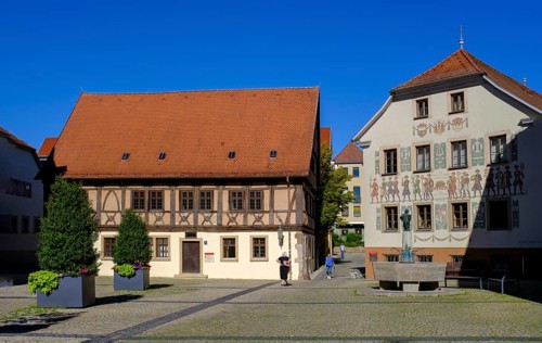 Town square, town hall square, Bad Kissingen, Rhön, Lower Franconia, Franconia, Bavaria, Germany,