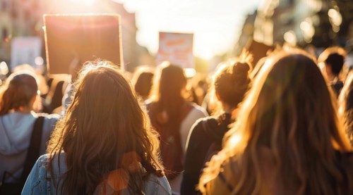 People demonstrate on the street and fight for black lives, lgbtq, feminism, and equality, AI