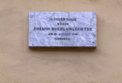 Memorial plaque, information plaque, Goethe House, birthplace of Johann Wolfgang von Goethe, Großer