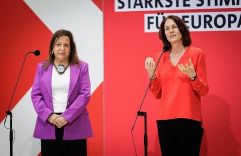 (R-L) Katarina Barley, SPD politician and Member of the European Parliament and Iratxe Garcv?a