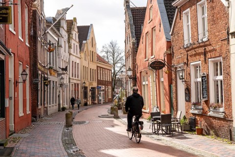 Old town, old town houses, Rathausstrasse, Leer, East Frisia, Lower Saxony