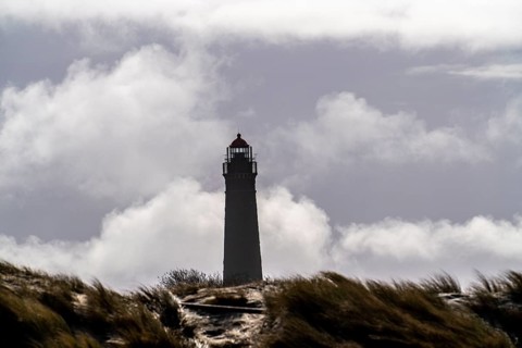 Dune landscape, New lighthouse, Borkum, island, East Frisia, winter, season, autumn, Lower Saxony,