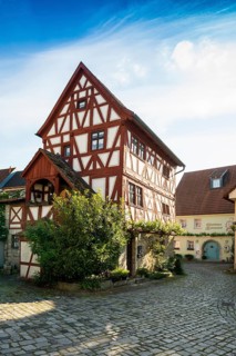 Medieval wine-growing village with half-timbered houses, Sommerhausen, Mainfranken, Lower