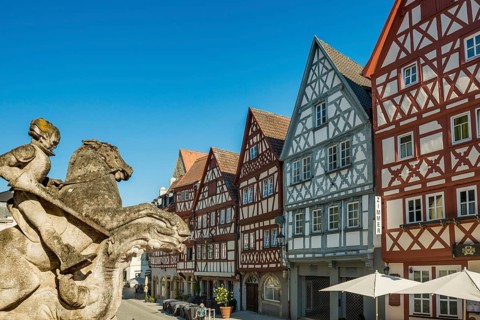 Medieval town, with half-timbered houses, Ochsenfurt, Mainfranken, Lower Franconia, Franconia,