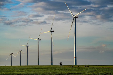 RWE wind farm near Bedburg, at the Garzweiler opencast mine, on recultivated part of the opencast