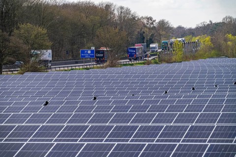 Solar park near Neukirchen-Vluyn, along the A40 motorway, over 10, 000 solar modules spread over 4
