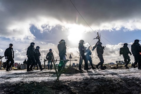 Beginning of the eviction of the Lützerath hamlet, camp of climate activists and squatters, at the