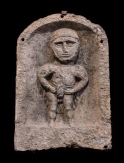 Stone reliefs of Priapus and Vertumnus originally attached to crossroads 1st century, Museo