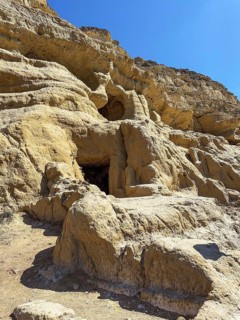 Partial view of former Roman necropolis with sandstone caves carved into sandstone Cave tombs
