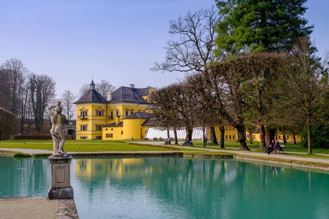Spring in the palace park, Hellbrunn Palace, near Salzburg, Salzburger Land, Austria, Europe