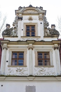Detail of the gatehouse to the former manor in Dölitz, Leipzig, Saxony, Germany, Europe