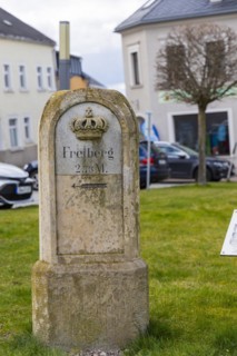 Distance stone for travelling coaches, Frauenstein, Saxony, Germany, Europe