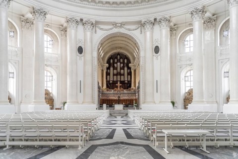 Interior and organ in St. Blasius Cathedral in St. Blasien, Black Forest, Baden-Württemberg,