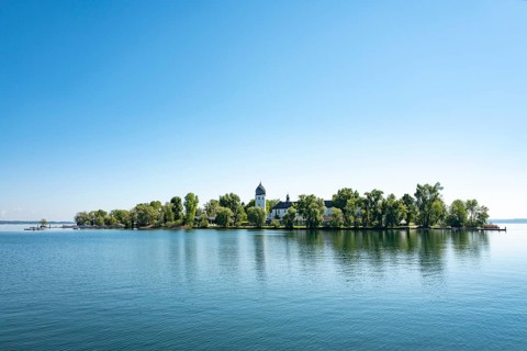 View of the Fraueninsel, Chiemsee, Bavaria, Germany, Europe