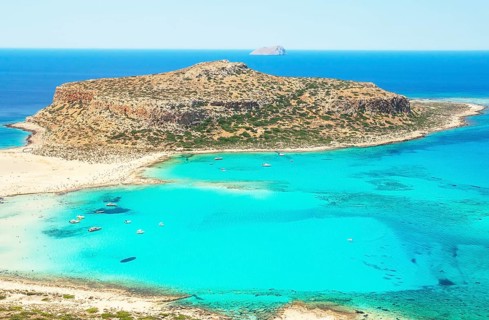 View of Balos bay and Gramvousa Peninsula, Chania, Crete, Greece, Europe