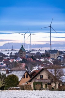 The town of Lichtenau, self-proclaimed energy town, wind farm, over 190 wind turbines and over 1200