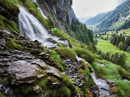 Cascades from the Jungibach Falls, Gental, Canton Bern, Switzerland, Europe