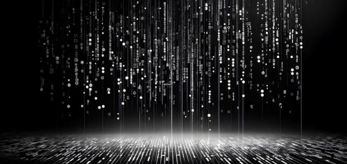 Abstract animation of binary code cascading down like digital rain, representing data insights in