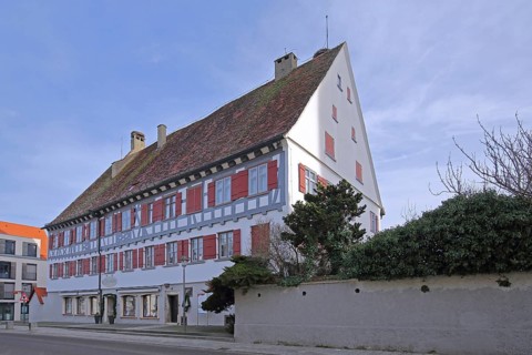 Historic official residence built in 1610, half-timbered house, Langenau, Alb-Donau district,