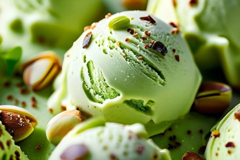 AI generated pistachio ice-cream glazed with the characteristic creamy sheen