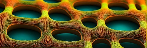 Nano material inspired by gecko feet with intricate patterns and vibrant colors representing