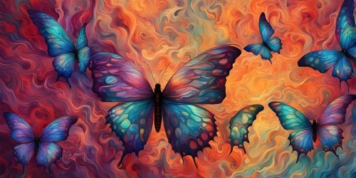 Abstract piece inspired by the iridescent scales of a butterfly highlighting how nature influences